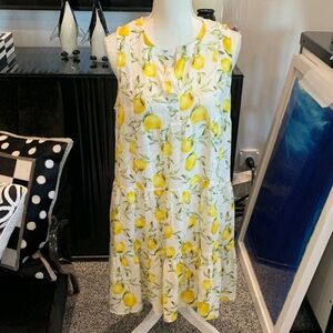 Positano Couture Sleeveless Lemon Print Summer Dress - White & Yellow. New! Med